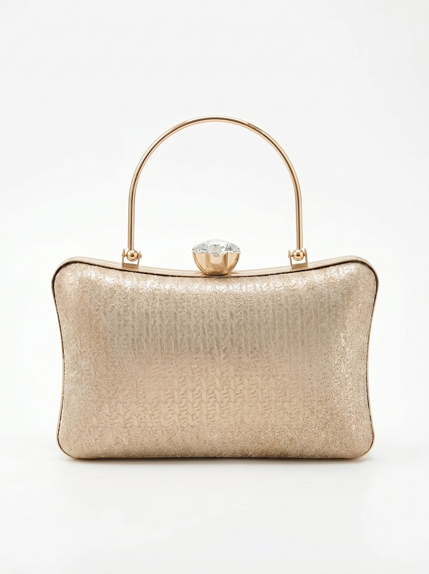 Champagne Glow Luxe Evening Clutch Bag for Women | Shimmer Party Clutch with Crystal Clasp