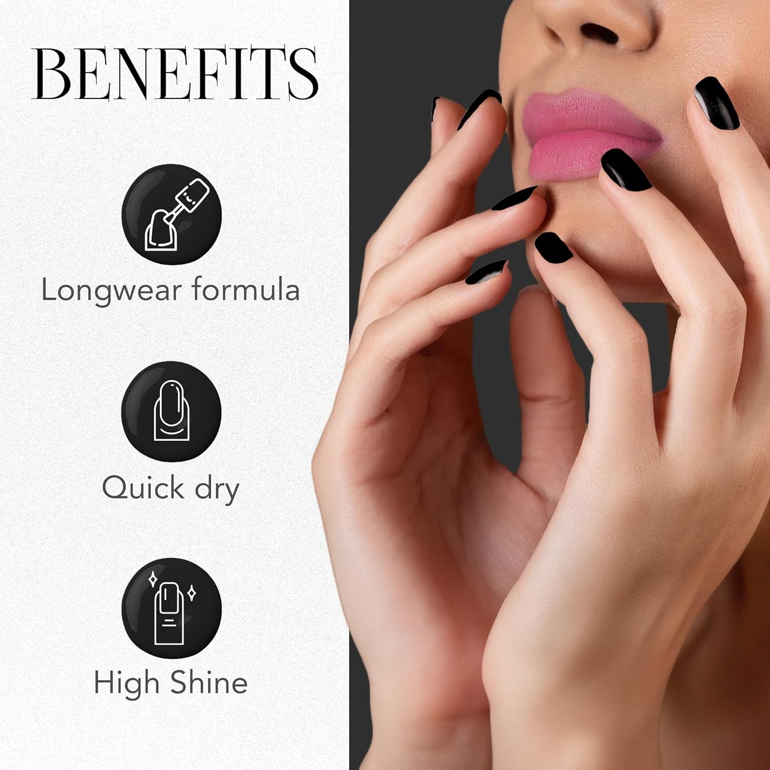 OG Beauty Black Beauty Gel Intense Nail Polish 10 ML – Long-Lasting, Quick Dry, Chip-Resistant Gel Finish Nail Paint for Salon & Home Use